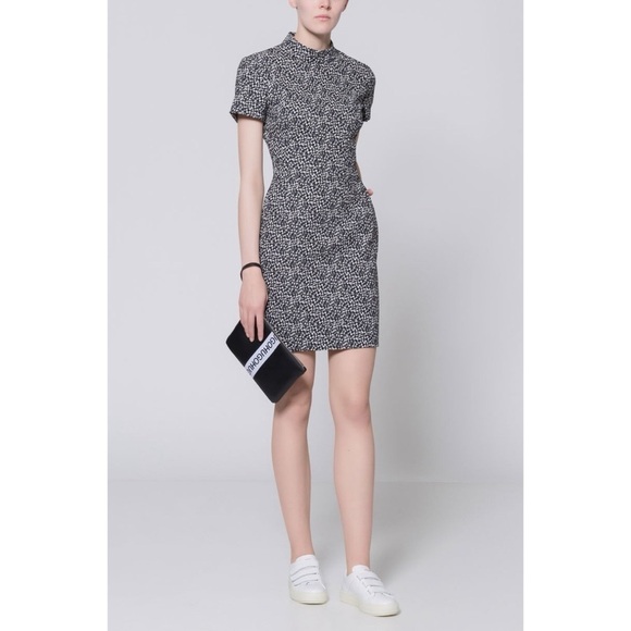 Hugo Boss Kirsi Turtle Neck Patterned Dress Short Sleeve Sheath - Picture 2 of 13